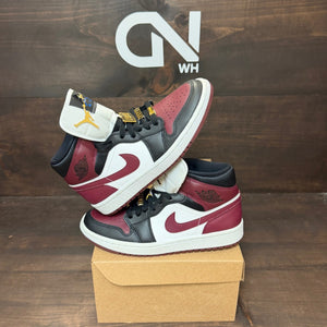 Jordan 1 Mid SE Black Dark Beetroot (Women's) Size 7.5W (Pre-Owned) - Image 1