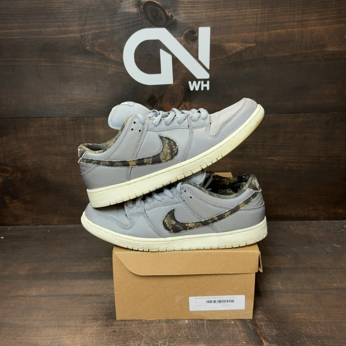 Nike SB Dunk Low Wolf Grey Digi Camo Size 11 (Pre-Owned) - Image 1