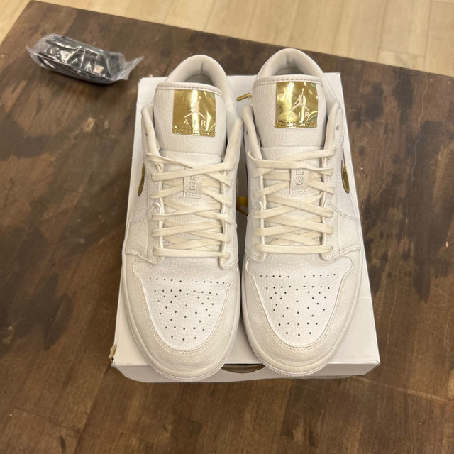Jordan 1 Low White Metallic Gold (Women's) - Image 2