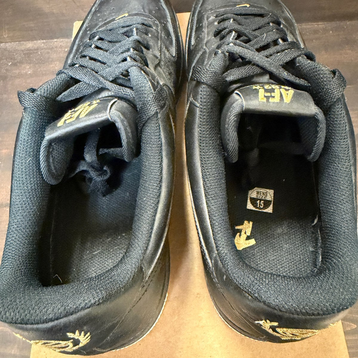 Nike Air Force 1 Low Crest Logo Black Size 15 (Pre-Owned) - Image 5