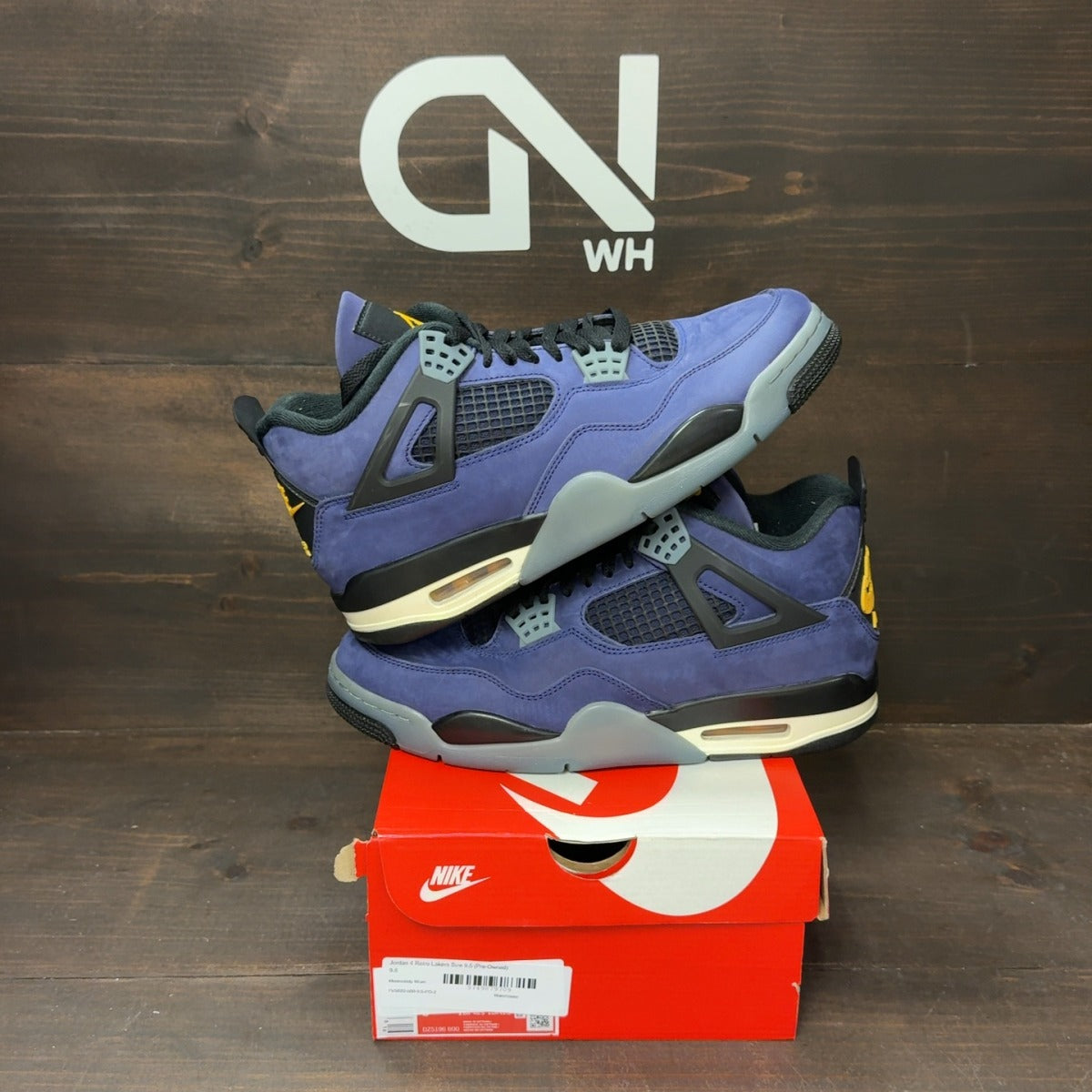 Jordan 4 Retro Lakers Size 9.5 (Pre-Owned) - Image 1
