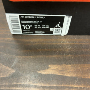 Jordan 12 Retro Black University Gold Size 10.5 (Pre-Owned) - aux
