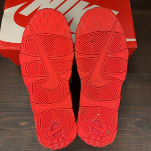 Nike Air More Uptempo Black White Laser Crimson - Image 6