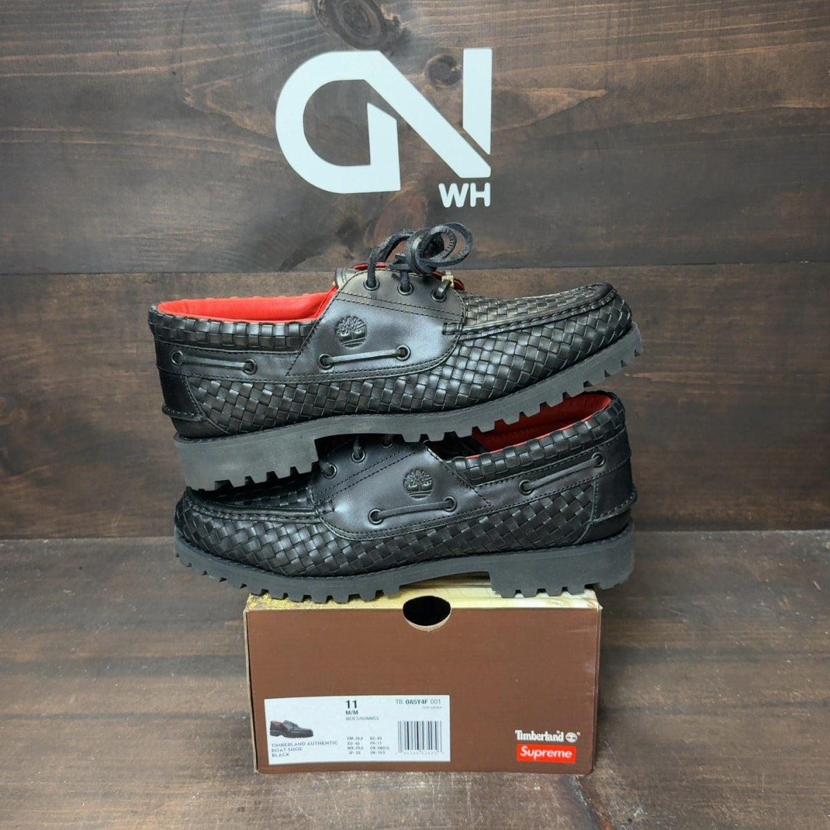 Timberland Woven Leather 3-Eye Lug Supreme Black Size 11 (Pre-Owned)
