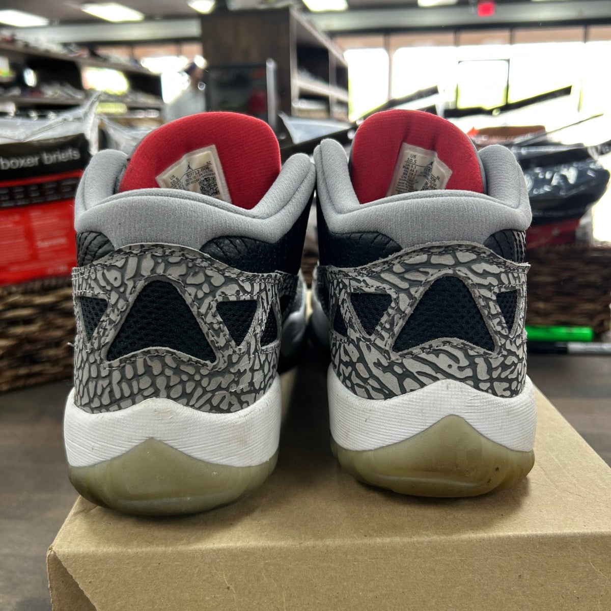 Jordan 11 Retro Low IE Black Cement Size 10.5 (Pre-Owned) - Image 4