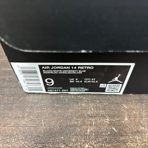 Jordan 14 Retro Black University Blue (2026) Size 9 (Pre-Owned) - aux