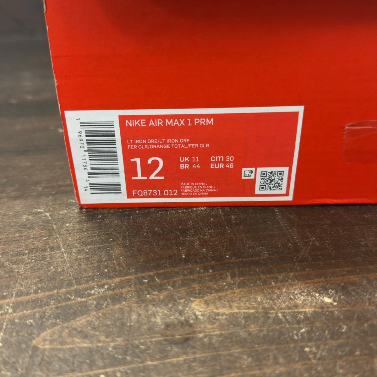 Nike Air Max 1 PRM Light Iron Ore Total Orange - Image 8