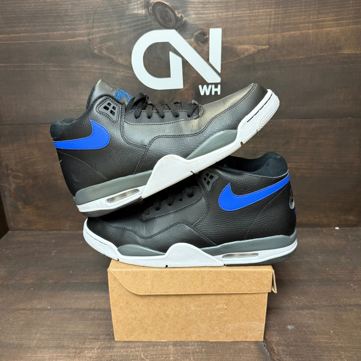 Nike Flight Legacy Black Hyper Blue Size 13 (Pre-Owned) - Image 1