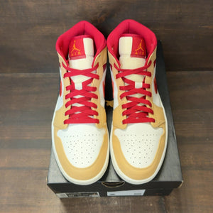 Jordan 1 Mid Light Curry Cardinal - Image 3
