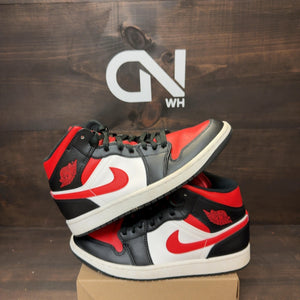 Jordan 1 Mid White Black Red (2022) Size 7.5 (Pre-Owned) - Image 1