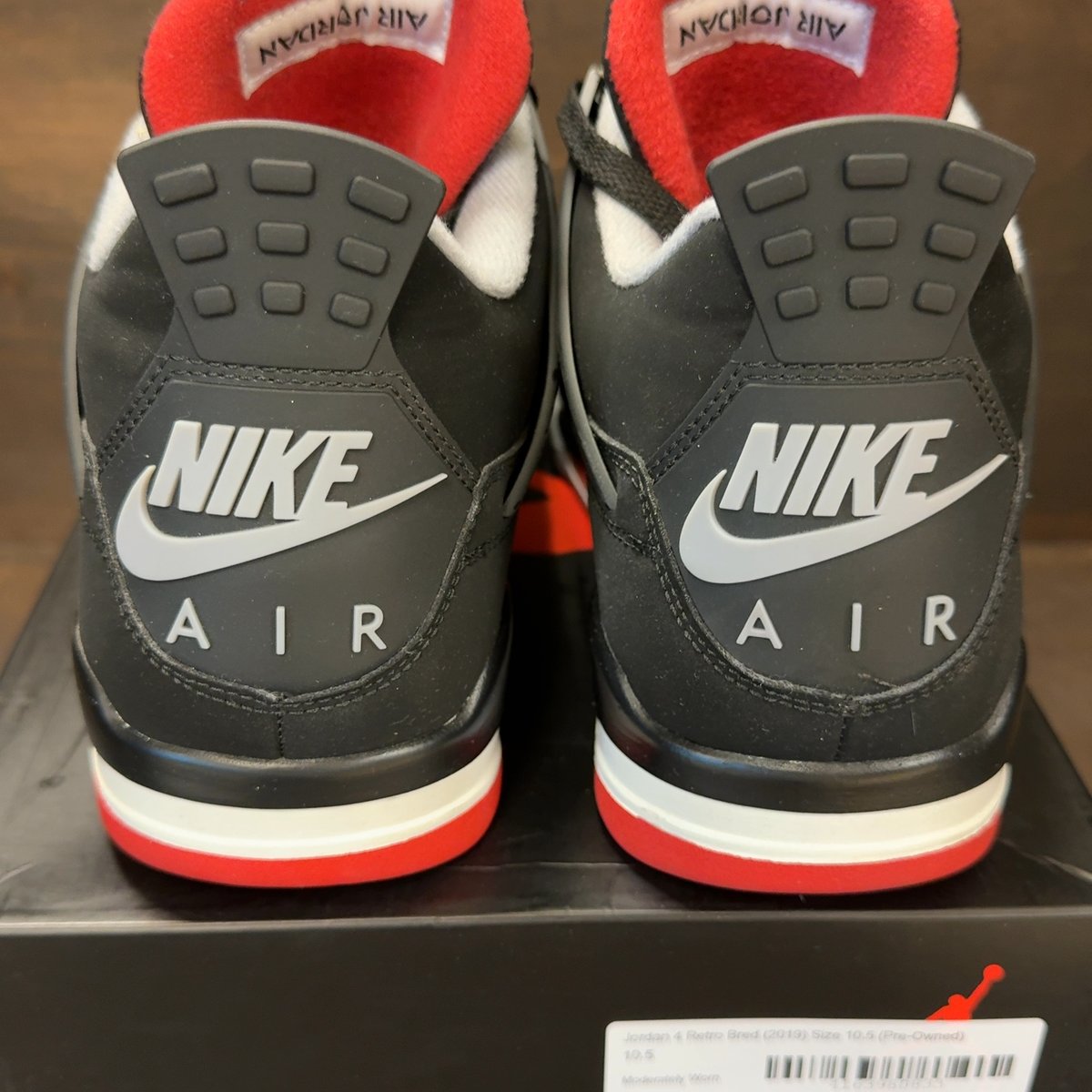 Jordan 4 Retro Bred (2019) Size 10.5 (Pre-Owned) - aux