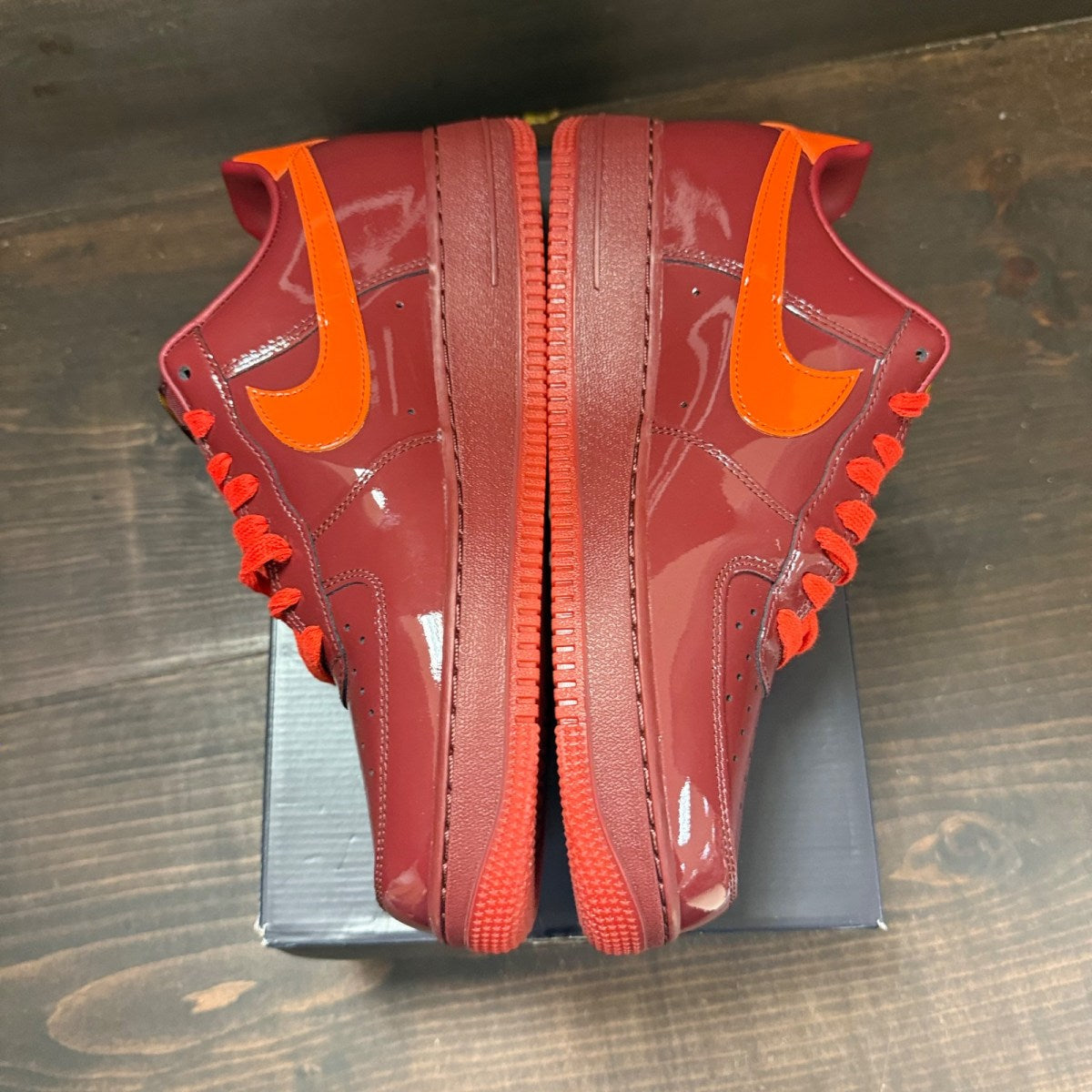 Nike Air Force 1 Low Patent Leather Dark Team Red Safety Orange - Image 4