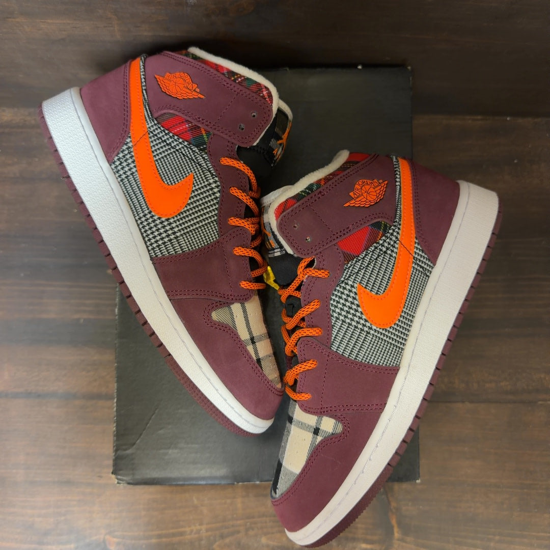 Jordan 1 Mid SE Plaid (GS) - Image 2