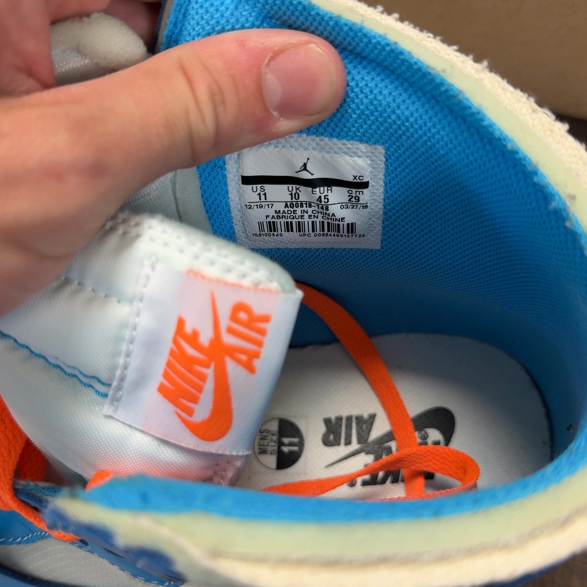 Jordan 1 Retro High Off-White University Blue Size 11 (Pre-Owned) - aux