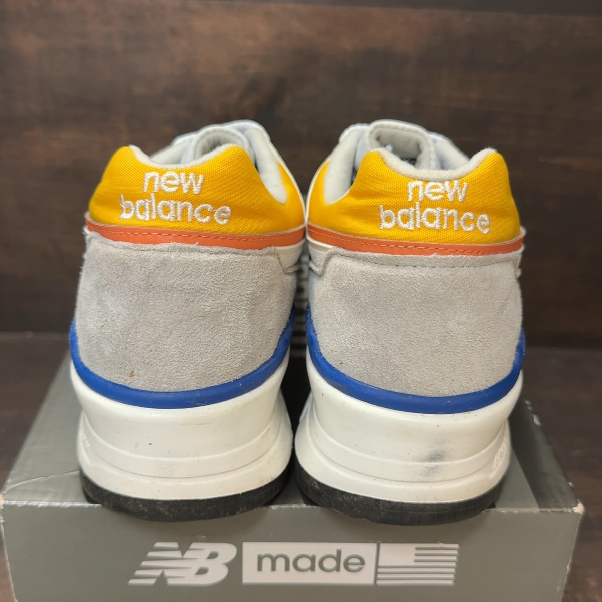 New Balance 997 MiUSA Grey Orange Size 10 (Pre-Owned) - aux
