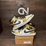 Jordan 1 Mid Metallic Gold Black White Size 12 (Pre-Owned) - Image 1