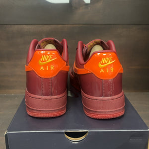 Nike Air Force 1 Low Patent Leather Dark Team Red Safety Orange Size 10 (Pre-Owned)