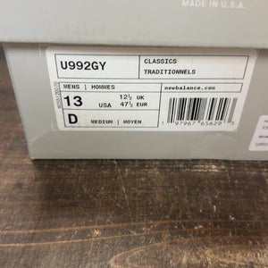 New Balance 992 MiUSA Grey Silver Metallic Size 13 (Pre-Owned) - aux
