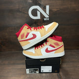 Jordan 1 Mid Light Curry Cardinal - Image 1