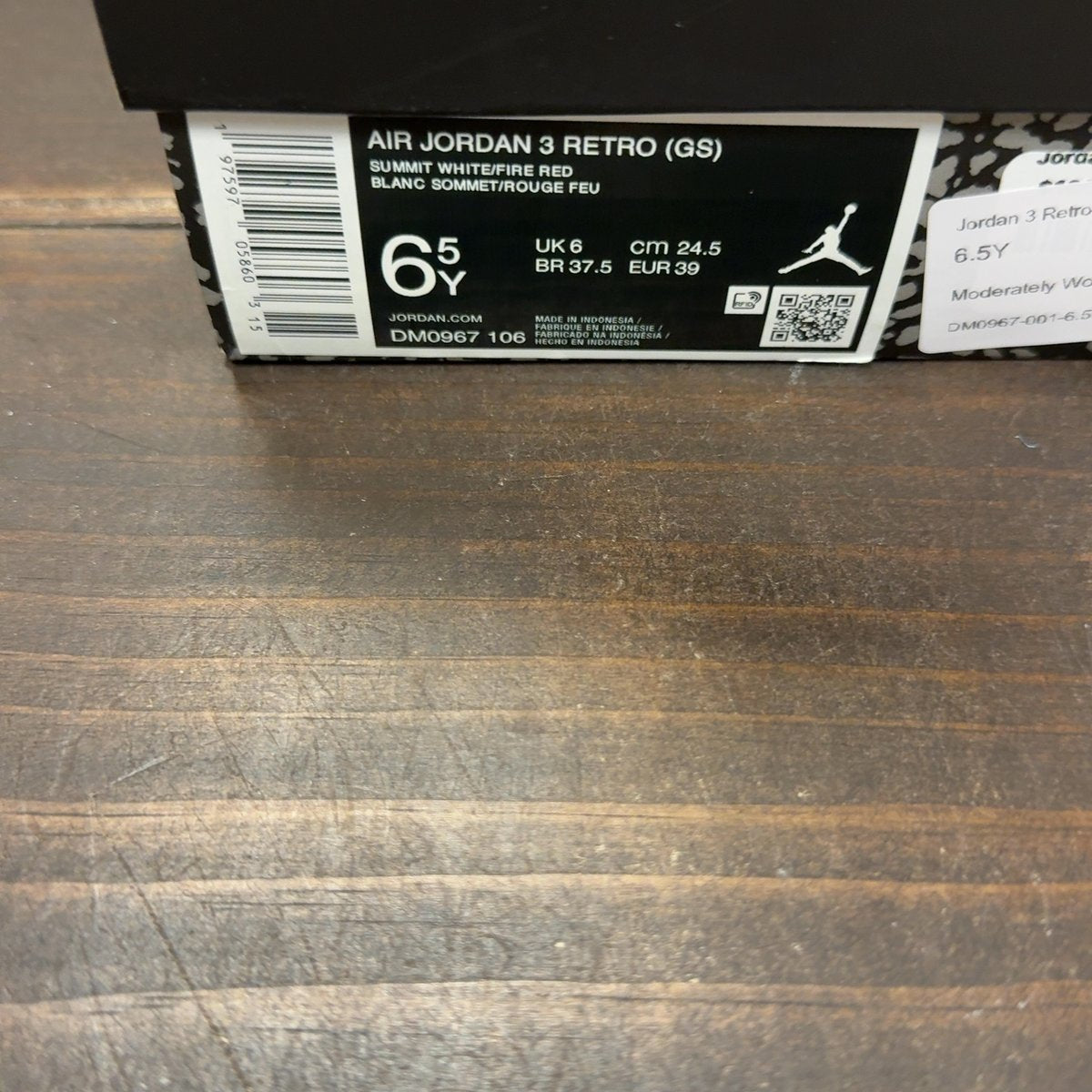 Jordan 3 Retro Black Cat (2025) (GS) Size 6.5Y (Pre-Owned) - aux