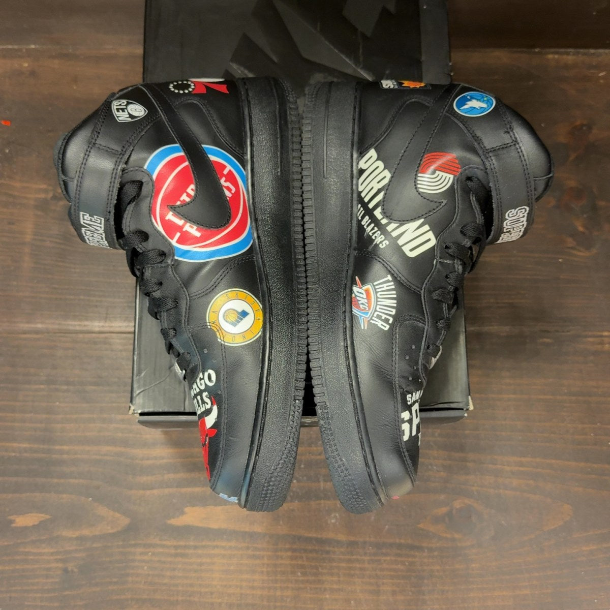 Nike Air Force 1 Mid Supreme NBA Black Size 10 (Pre-Owned) - aux