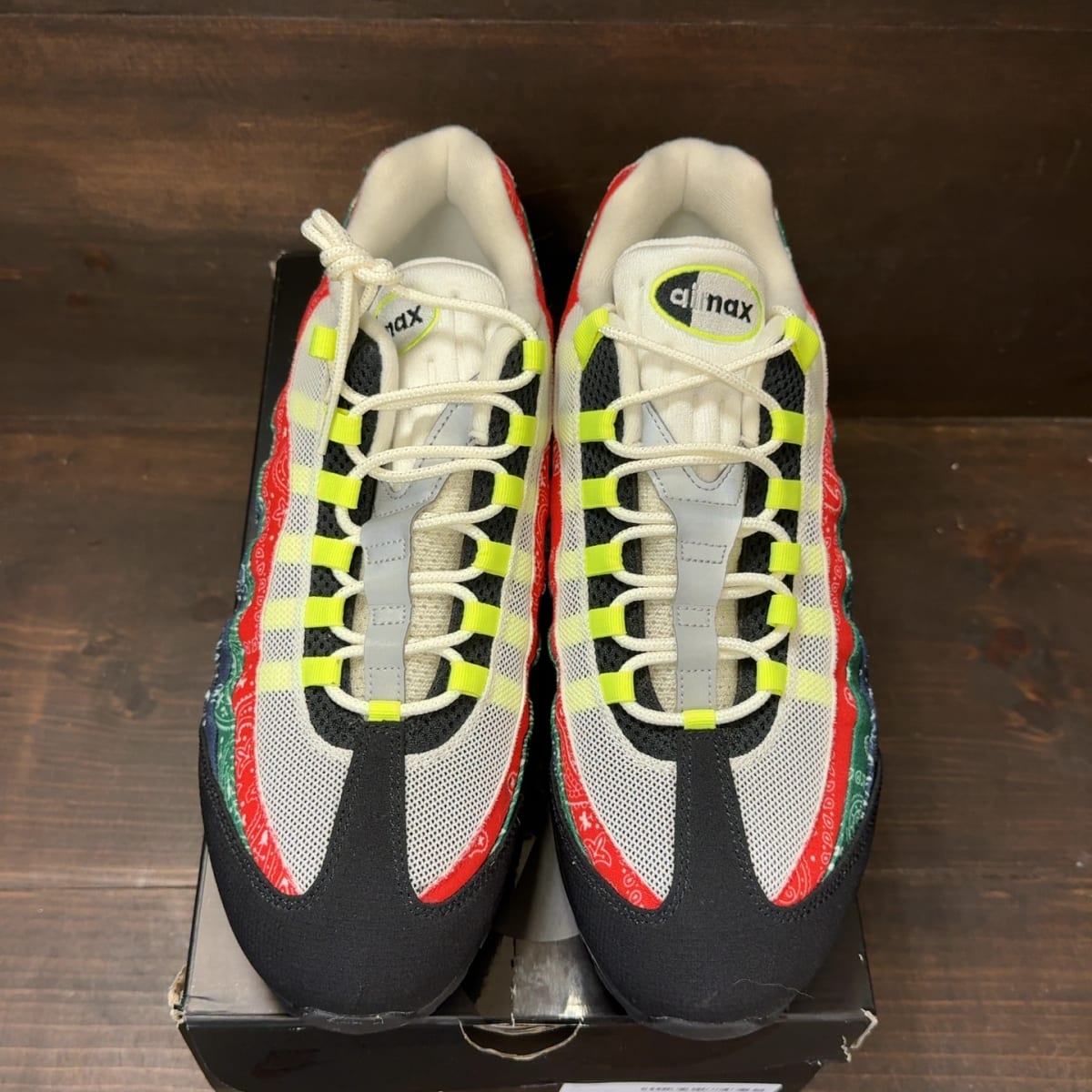 Nike Air Max 95 OG Big Bubble Neon Paisley Bandana Size 15 (Pre-Owned) - tag