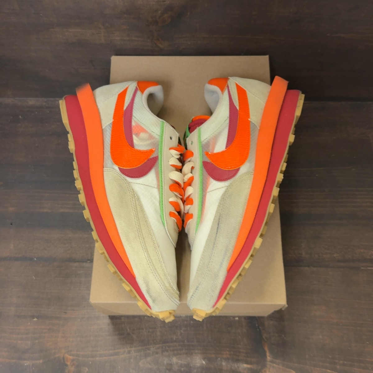 Nike LD Waffle sacai CLOT Kiss of Death Net Orange Blaze Size 11 (Pre-Owned) - Image 2
