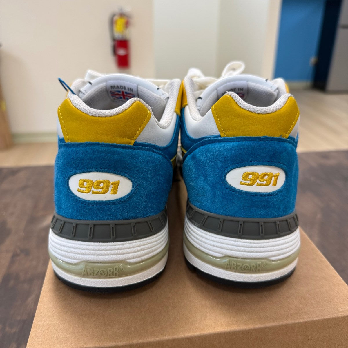 New Balance 991 MiUK SNS Blue Yellow - Image 3