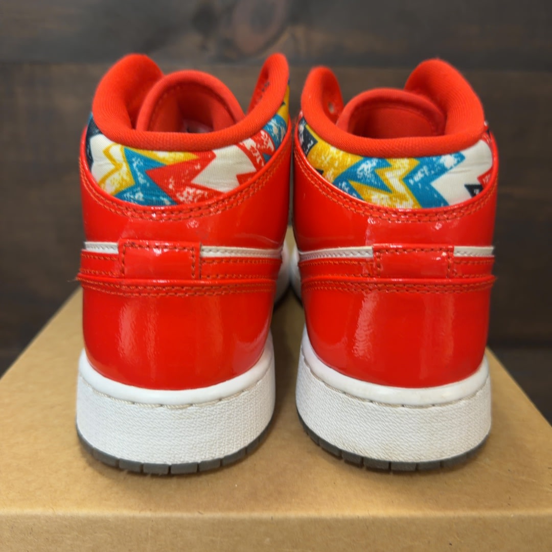 Jordan 1 Mid Barcelona Sweater Red Patent (GS) Size 5.5Y (Pre-Owned) - Image 4