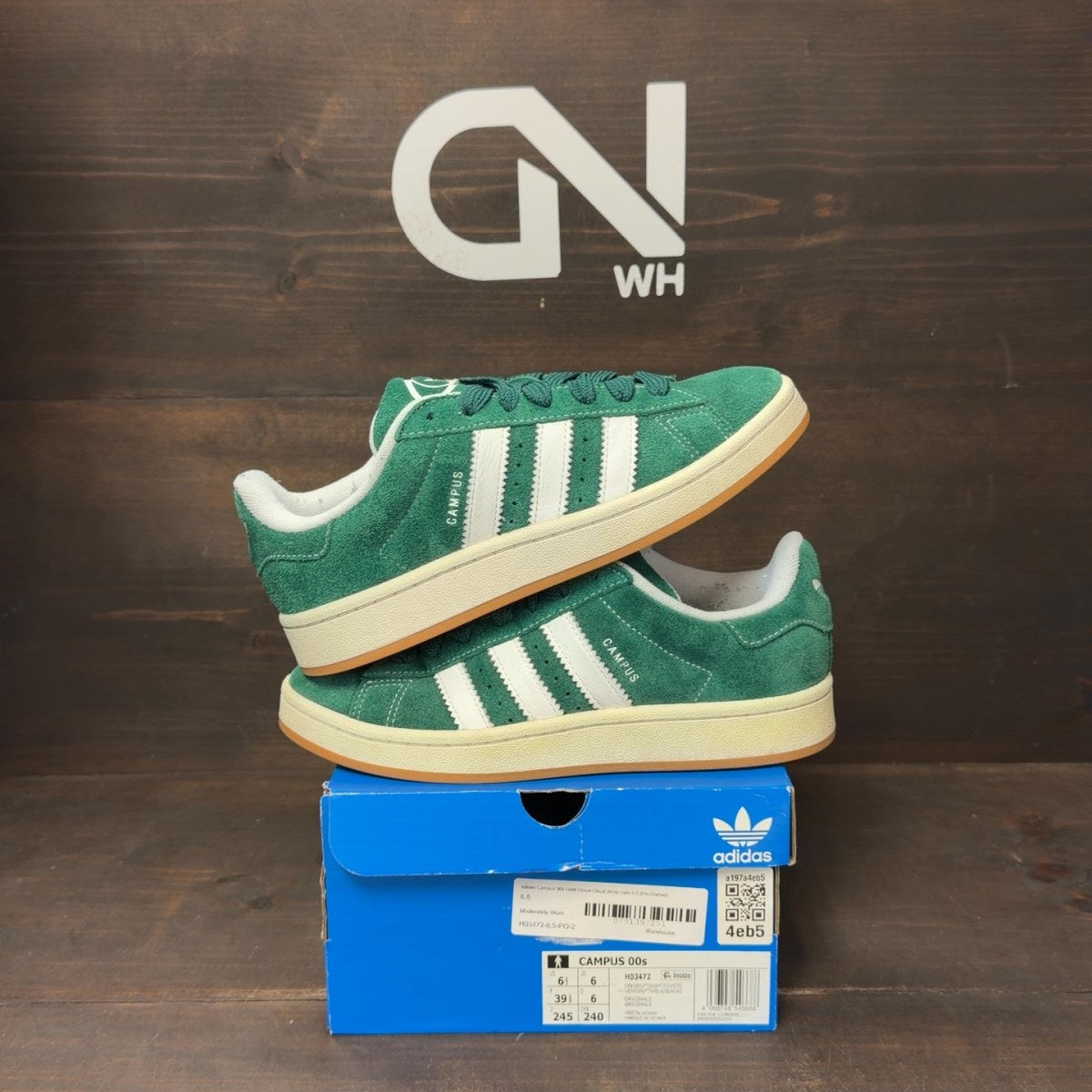 adidas Campus 00s Dark Green Cloud White Size 6.5 (Pre-Owned) - front