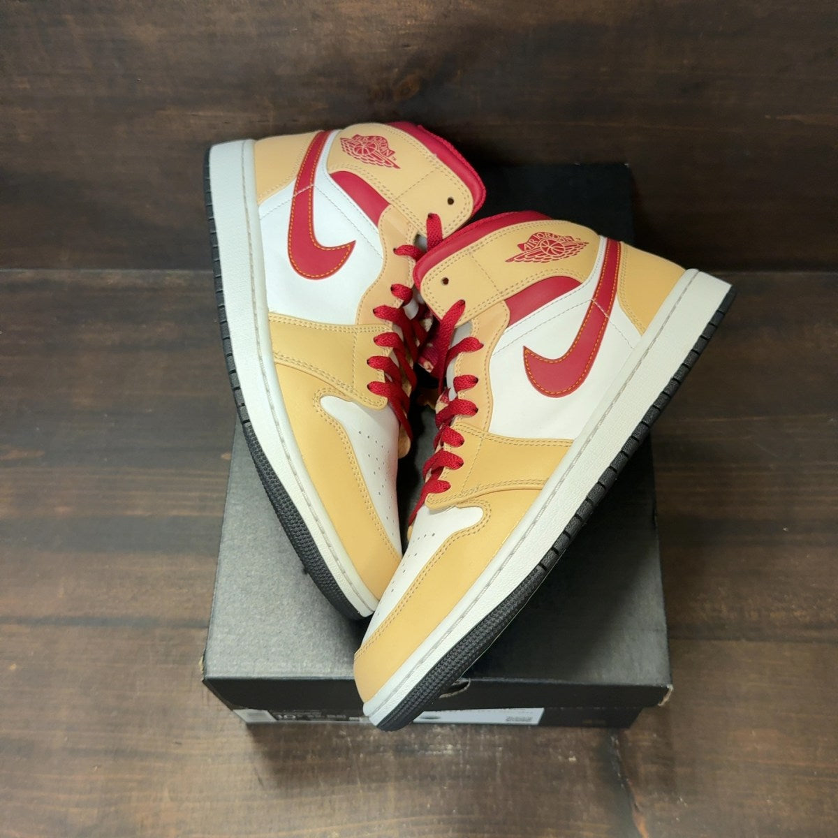 Jordan 1 Mid Light Curry Cardinal - Image 2