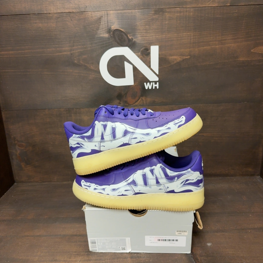 Nike Air Force 1 Low '07 QS Purple Skeleton Halloween (2021) - Image 1