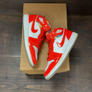 Jordan 1 Mid Barcelona Sweater Red Patent (GS) Size 4Y (Pre-Owned) - back