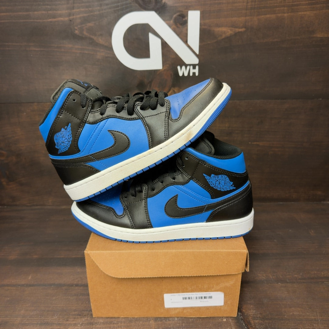 Jordan 1 Mid Black Royal Blue Size 9 (Pre-Owned) - Image 1