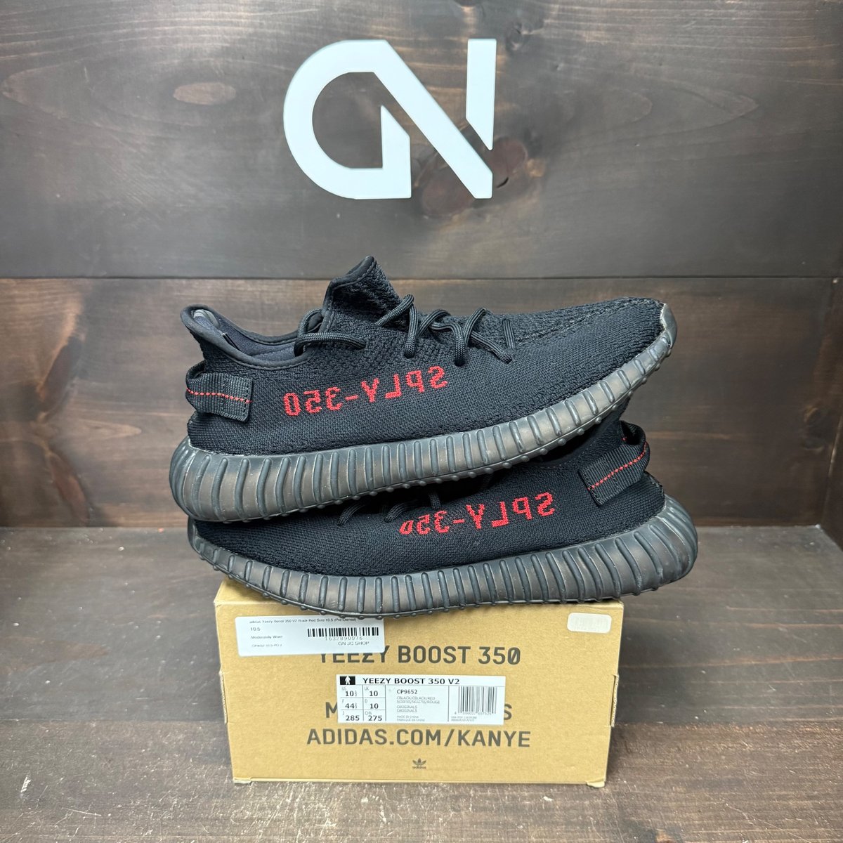 adidas Yeezy Boost 350 V2 Black Red Size 10.5 (Pre-Owned) - front