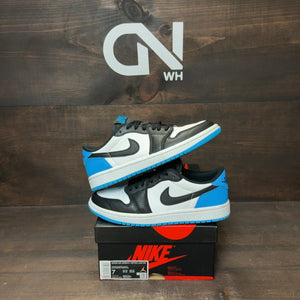Jordan 1 Retro Low OG Black Dark Powder Blue (Women's) - Image 1