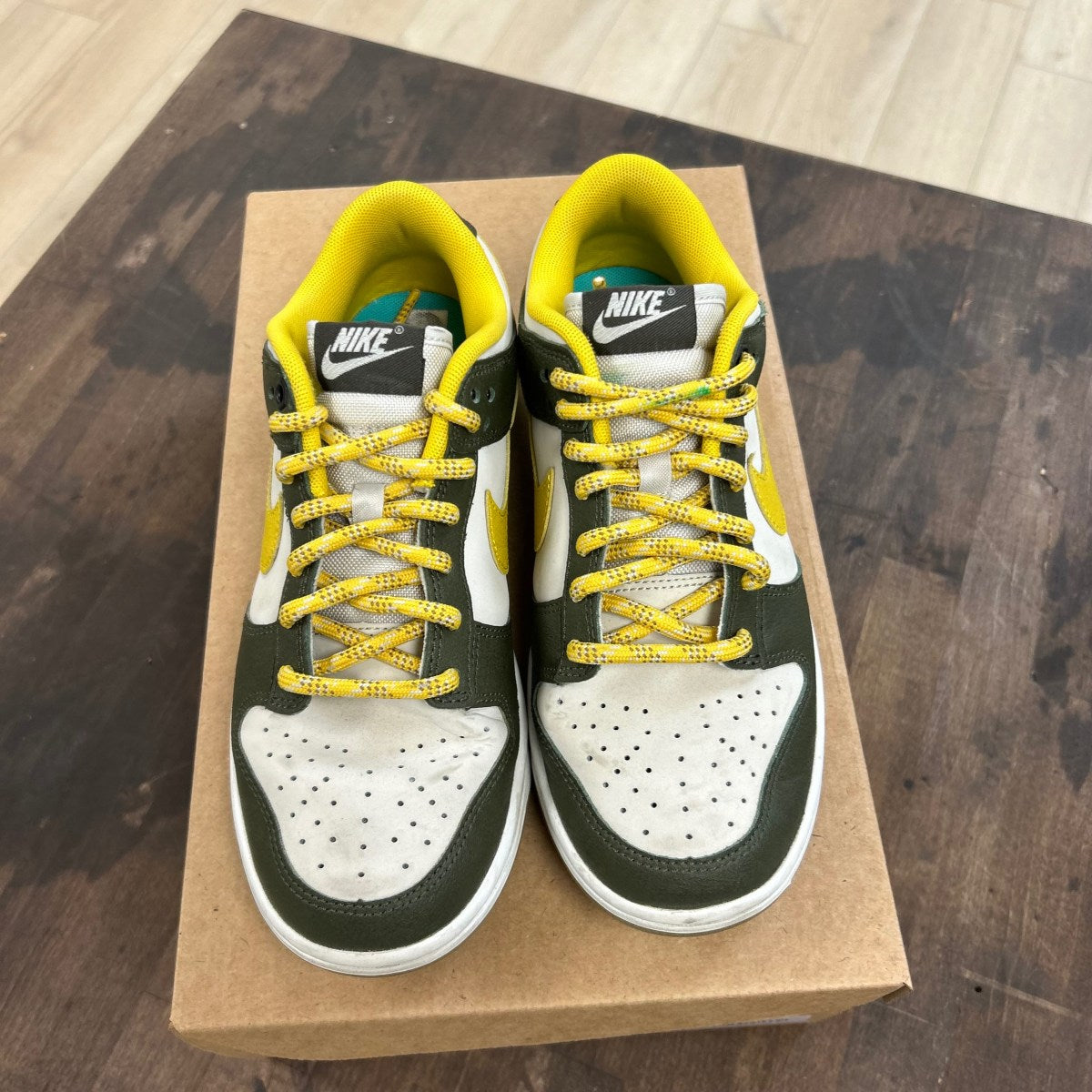 Nike Dunk Low Retro Premium Cargo Khaki Vivid Sulfur Size 6 (Pre-Owned) - Image 2