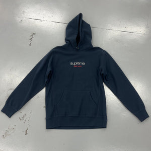 Supreme Classic Logo Hooded Sweatshirt Navy Size L (Pre-Owned) - Image 1