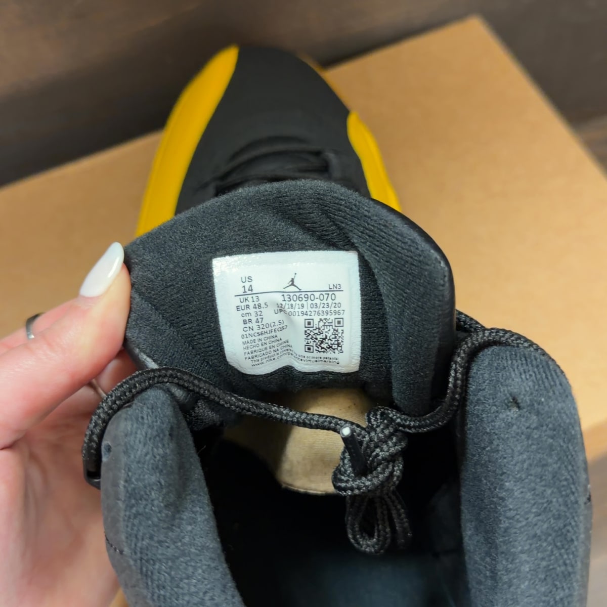 Jordan 12 Retro Black University Gold Size 14 - Image 7