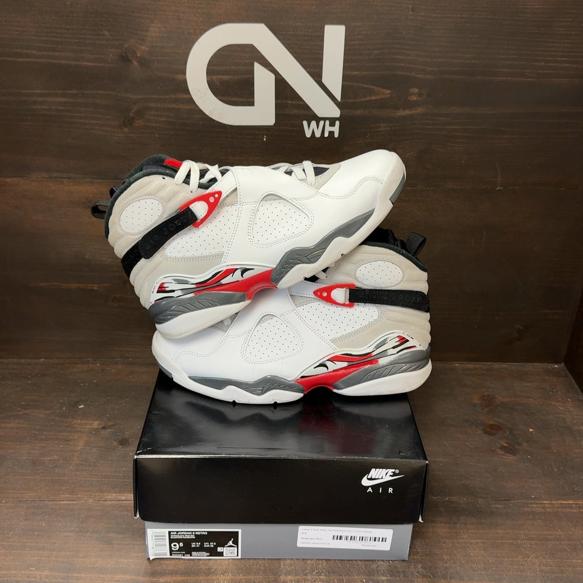 Jordan 8 Retro White True Red (2025) Size 9.5 (Pre-Owned) - front