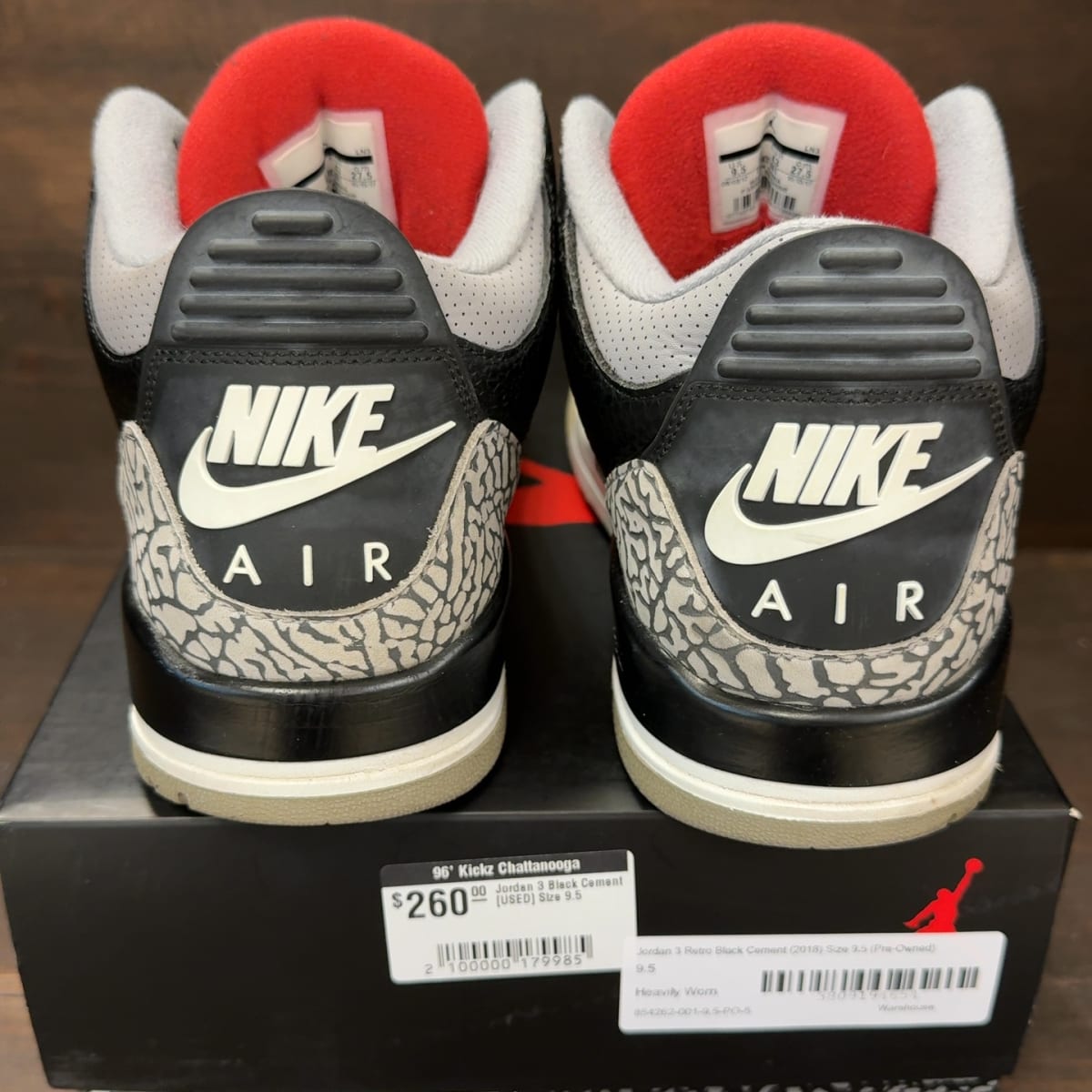 Jordan 3 Retro Black Cement (2018) Size 9.5 (Pre-Owned) - aux
