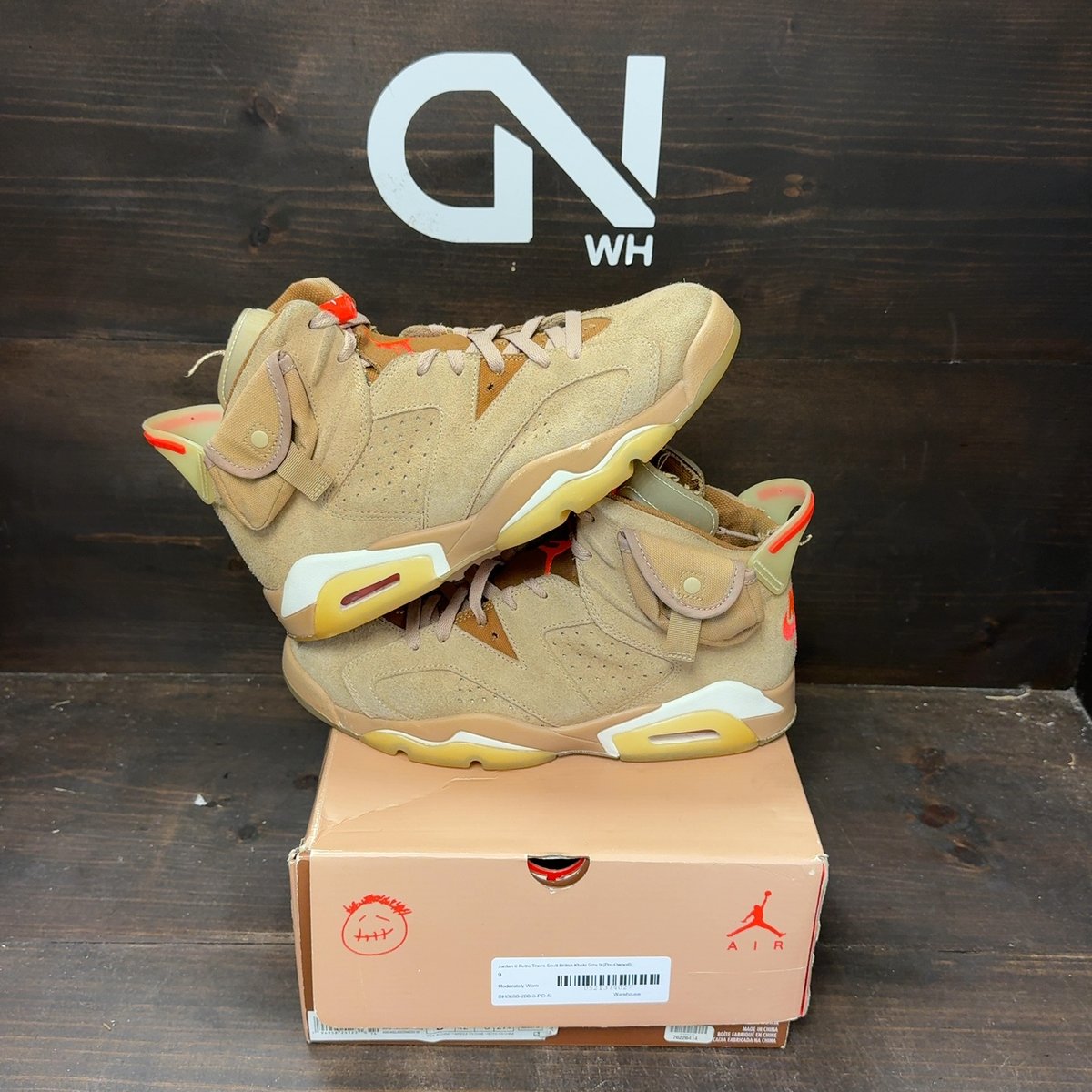 Jordan 6 Retro Travis Scott British Khaki Size 9 (Pre-Owned) - front
