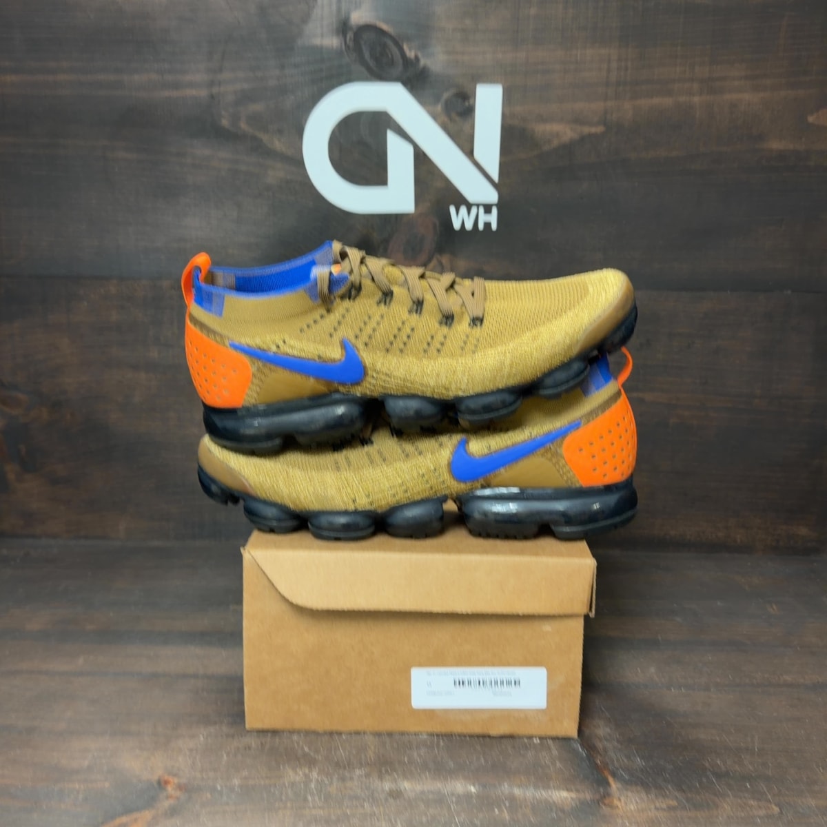 Nike Air VaporMax Flyknit 2 Golden Beige Racer Blue Size 13 (Pre-Owned) - Image 1