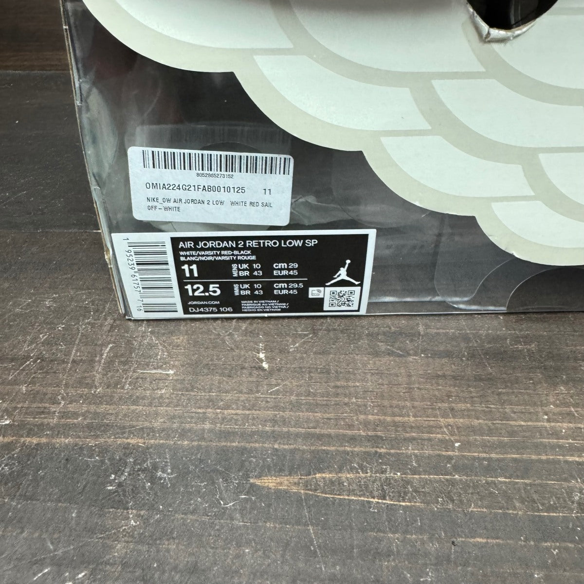 Jordan 2 Retro Low SP Off-White White Red Size 11 (Pre-Owned) - Image 7