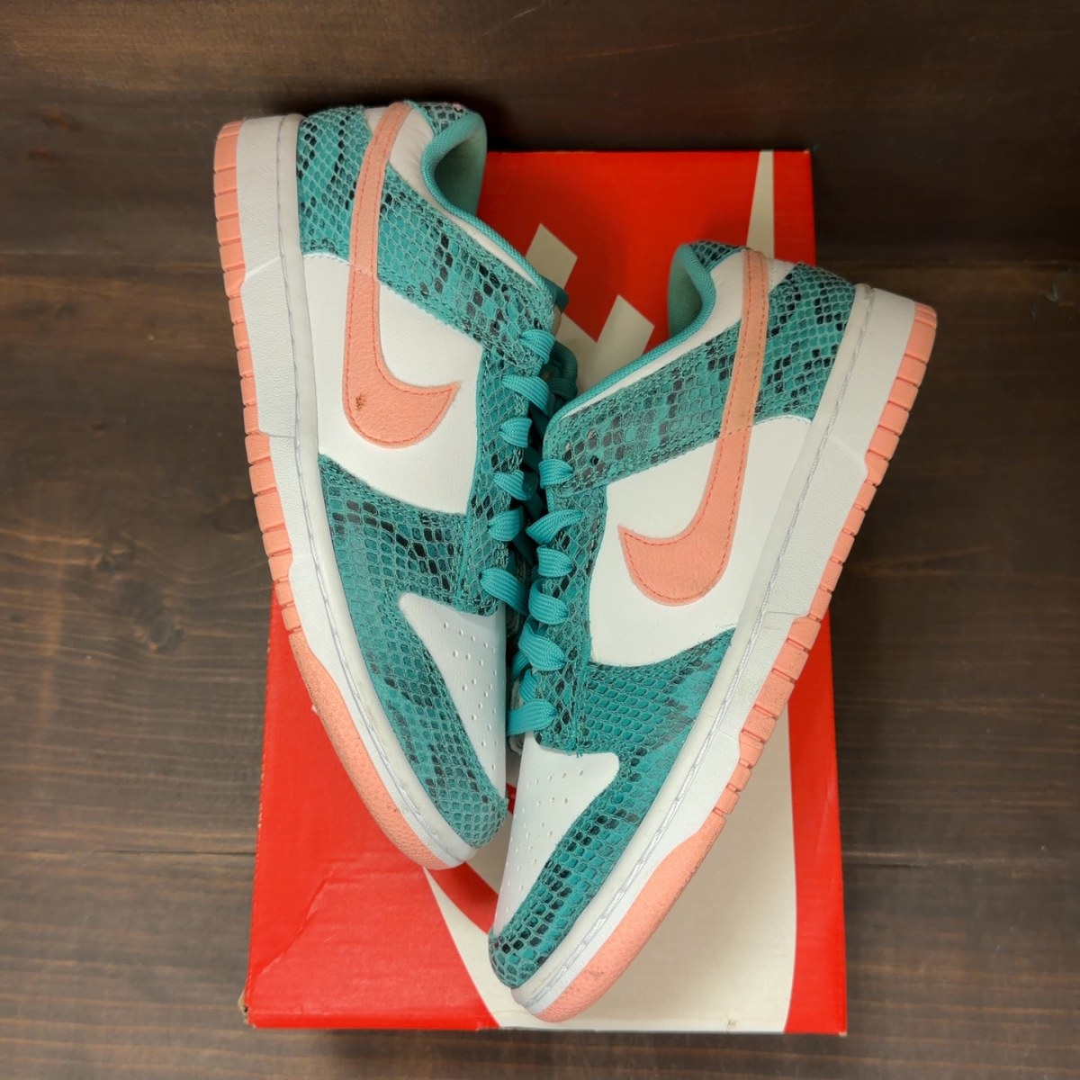 Nike Dunk Low Snakeskin Washed Teal Bleached Coral - Image 2