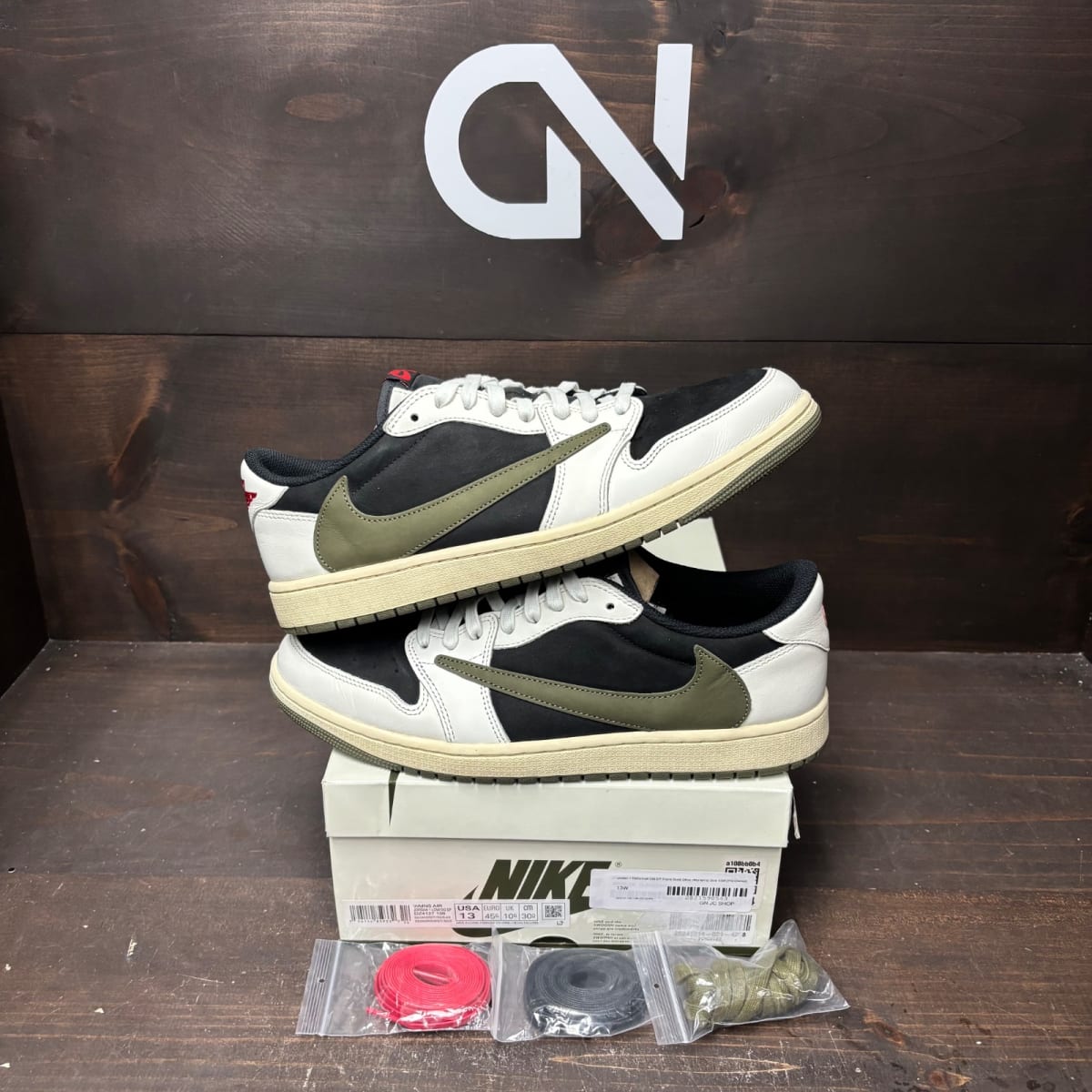 Jordan 1 Retro Low OG SP Travis Scott Olive (Women's) Size 13W (Pre-Owned) - front