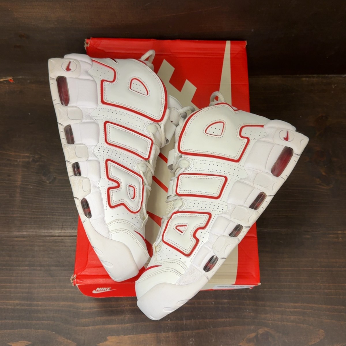 Nike Air More Uptempo White Varsity Red Outline Size 9.5 (Pre-Owned) - back