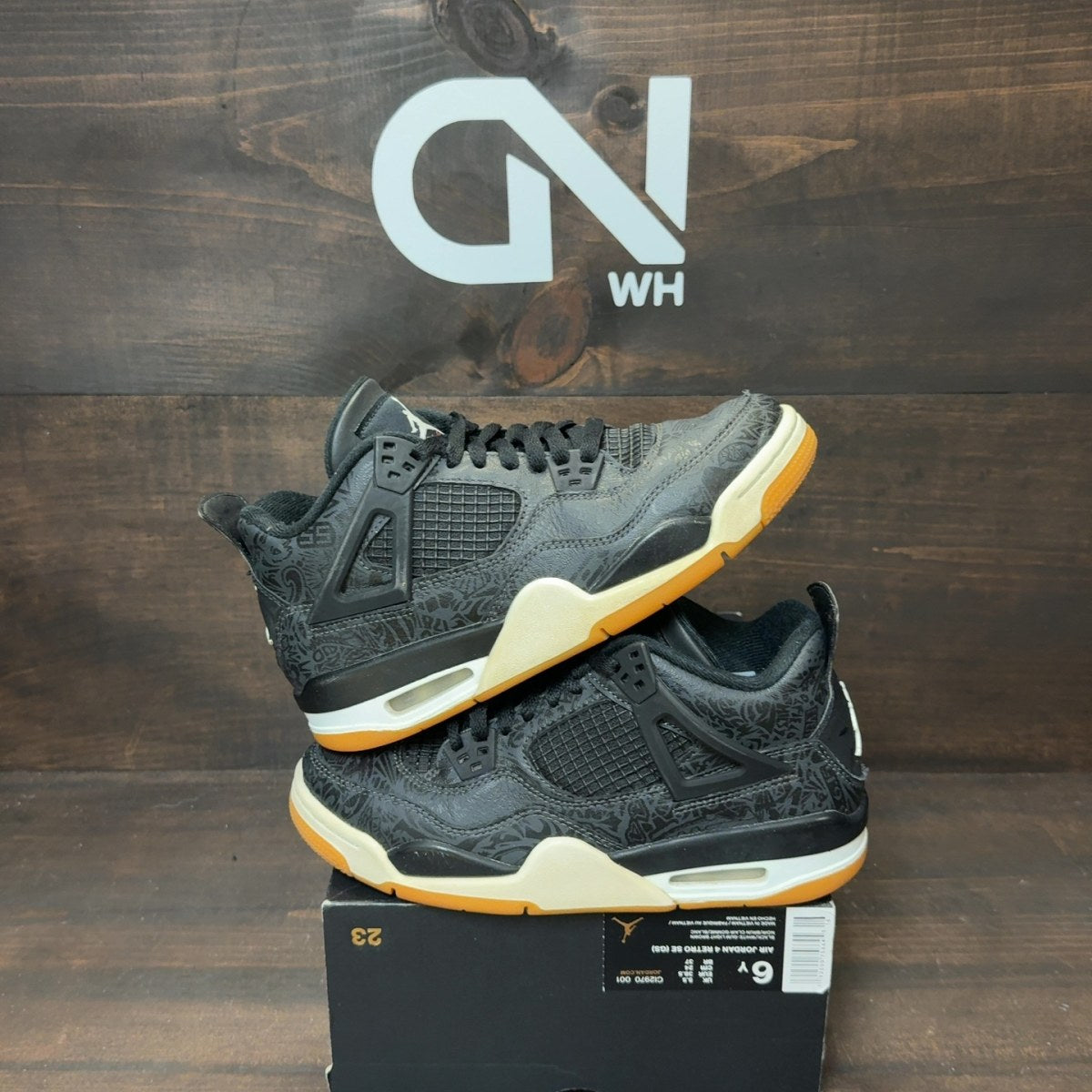 Jordan 4 Retro Laser Black Gum (GS) - Image 1