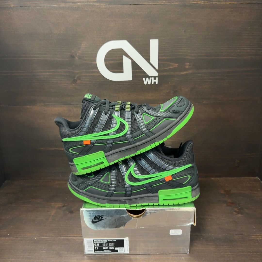 Nike Air Rubber Dunk Off-White Green Strike Size 9.5 (Pre-Owned)