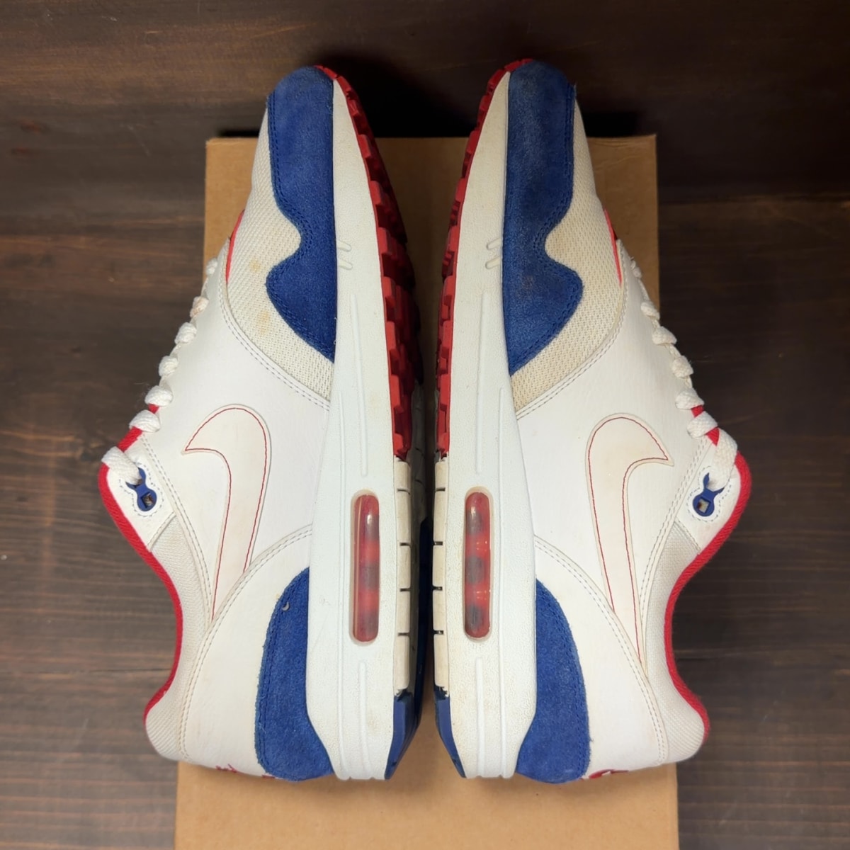Nike Air Max 1 White Red Blue Size 11 (Pre-Owned) - Image 6